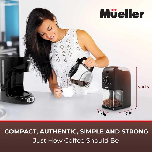  Mueller Austria Mueller SuperGrind Burr Coffee Grinder Electric with Removable Burr Grinder Part - Up to 12 Cups of Coffee, 17 Grind Settings with 5,8oz/164g Coffee Bean Hopper Capacity, Black