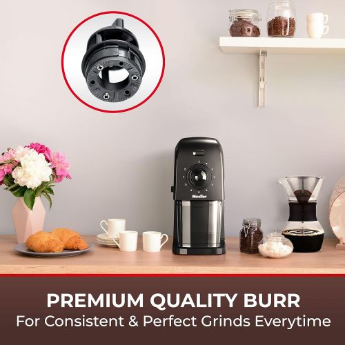  Mueller Austria Mueller SuperGrind Burr Coffee Grinder Electric with Removable Burr Grinder Part - Up to 12 Cups of Coffee, 17 Grind Settings with 5,8oz/164g Coffee Bean Hopper Capacity, Black
