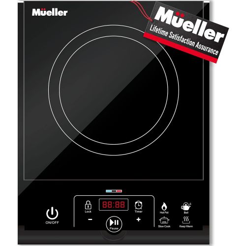  Mueller Austria Mueller RapidTherm Portable Induction Cooktop Hot Plate Countertop Burner 1800W, 8 Temp Levels, Timer, Auto-Shut-Off, Touch Panel, LED Display, Auto Pot Detection, Child Safety Loc