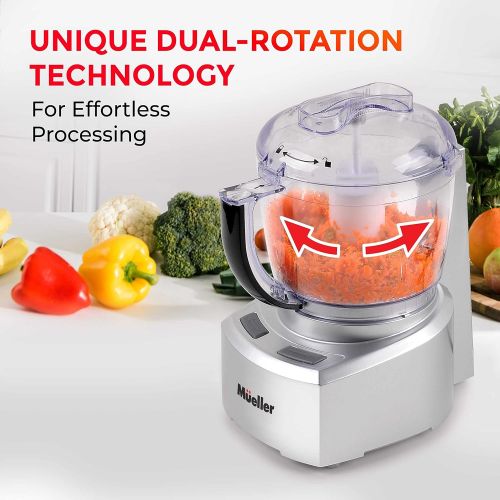  Mueller Austria Mueller Ultra Prep Food Processor Chopper for Dicing, Grinding, Whipping and Pureeing ? Food Chopper for Vegetables, Meat, Grains, Nuts and Whisk for Eggs and Cream