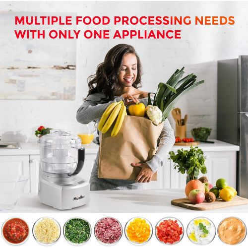  Mueller Austria Mueller Ultra Prep Food Processor Chopper for Dicing, Grinding, Whipping and Pureeing ? Food Chopper for Vegetables, Meat, Grains, Nuts and Whisk for Eggs and Cream
