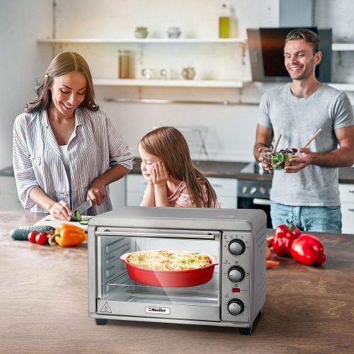  Mueller Austria Mueller AeroHeat Convection Toaster Oven, 8 Slice, Broil, Toast, Bake, Stainless Steel Finish, Timer, Auto-Off - Sound Alert, 3 Rack Position, Removable Crumb Tray, Accessories and