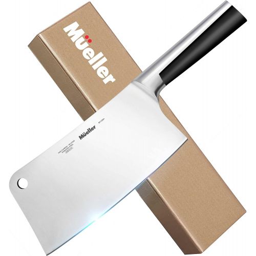  Mueller Austria Mueller 7-inch Meat Cleaver Knife, Stainless Steel Professional Butcher Chopper, Stainless Steel Handle, Heavy Duty Blade for Home Kitchen and Restaurant