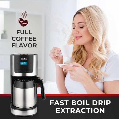  [아마존베스트]Mueller Austria Ultra Brew Thermal Coffee Maker, 8 cup (34oz) Carafe, Keep Warm, Auto Shut-Off, LCD Display Coffee Machine, Programmable, Delay Brew Function, Stainless Steel