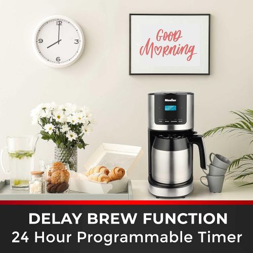  [아마존베스트]Mueller Austria Ultra Brew Thermal Coffee Maker, 8 cup (34oz) Carafe, Keep Warm, Auto Shut-Off, LCD Display Coffee Machine, Programmable, Delay Brew Function, Stainless Steel