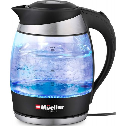  [아마존베스트]Mueller Austria Mueller Premium 1500W Electric Kettle with SpeedBoil Tech, 1.8 Liter Cordless with LED Light, Borosilicate Glass, Auto Shut-Off and Boil-Dry Protection