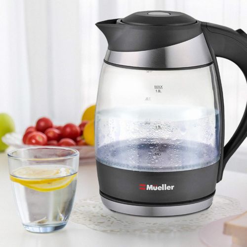  [아마존베스트]Mueller Austria Mueller Premium 1500W Electric Kettle with SpeedBoil Tech, 1.8 Liter Cordless with LED Light, Borosilicate Glass, Auto Shut-Off and Boil-Dry Protection