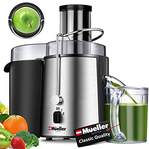  [아마존베스트]Mueller Austria Juicer Ultra 1100W Power, Easy Clean Extractor Press Centrifugal Juicing Machine, Wide 3 Feed Chute for Whole Fruit Vegetable, Anti-drip, High Quality, Large, Silve