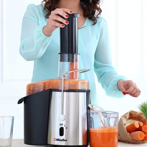  [아마존베스트]Mueller Austria Juicer Ultra 1100W Power, Easy Clean Extractor Press Centrifugal Juicing Machine, Wide 3 Feed Chute for Whole Fruit Vegetable, Anti-drip, High Quality, Large, Silve