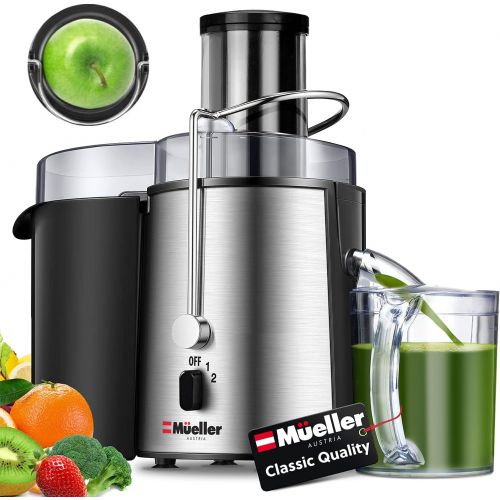  [아마존베스트]Mueller Austria Juicer Ultra 1100W Power, Easy Clean Extractor Press Centrifugal Juicing Machine, Wide 3 Feed Chute for Whole Fruit Vegetable, Anti-drip, High Quality, Large, Silve