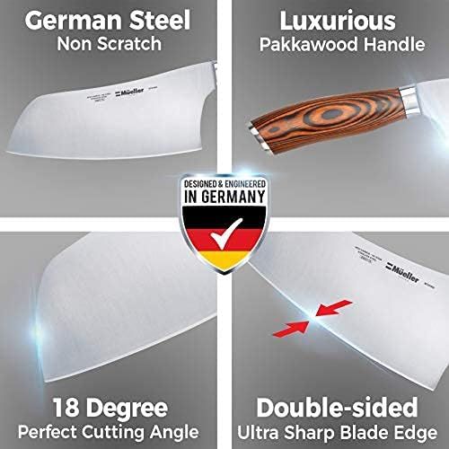  [아마존베스트]Mueller Austria Mueller 7-inch Cleaver Knife, Vegetable Meat Chinese Chef’s Knife, German Stainless Steel with Ergonomic Pakkawood Handle, for Home Kitchen and Restaurant