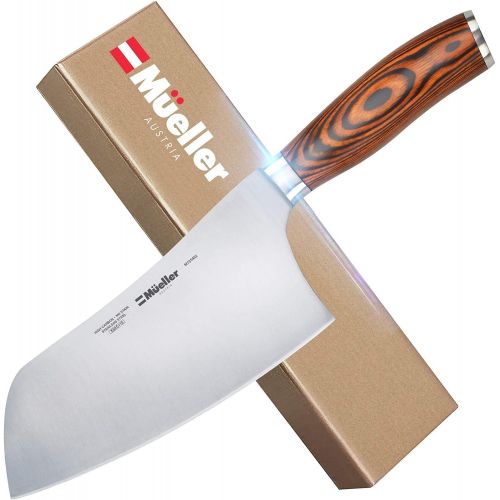 [아마존베스트]Mueller Austria Mueller 7-inch Cleaver Knife, Vegetable Meat Chinese Chef’s Knife, German Stainless Steel with Ergonomic Pakkawood Handle, for Home Kitchen and Restaurant