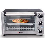 Mueller Austria Toaster Oven 4 Slice, Multi-function Stainless Steel with Timer - Toast - Bake - Broil Settings, Natural Convection - 1100 Watts of Power, Includes Baking Pan and Rack by Mueller A