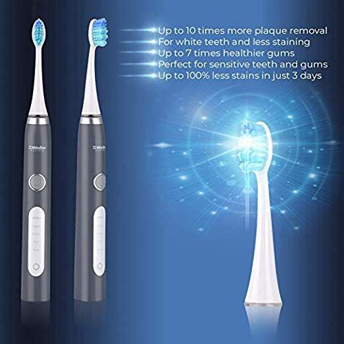  Mueller Austria Mueller Sonic Rechargeable Electric Toothbrush with Dentist Recommended CrossClean Technology, Replacement Brush Heads, 5 Modes, IPX7 Fully Waterproof, Built-in Auto Timer 3D Clean