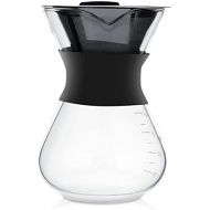 Mugast Kaffeebereiter Kaffeekanne,400ML Pour-Over Kaffeezubereiter Borosilikatglas Manuelle Kaffeebereiter,Pour Over Kaffeemaschine Glas Kaffeekanne mit Edelstahlfilter Kit Schwarz+Transp