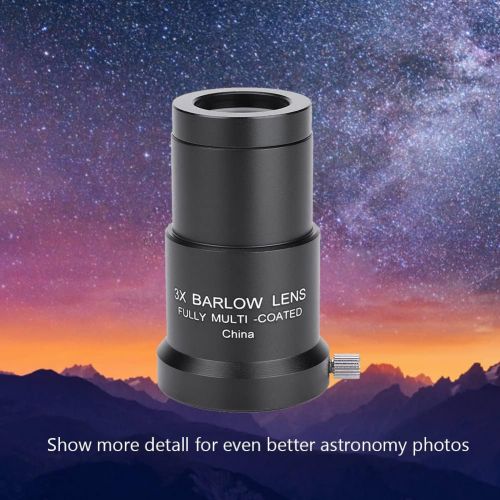  Mugast 1.25 inches 3X Barlow Lens Telescope Accessory for Telescope, Fully Blackened Metal Used for Astronomical Photography, Multi-Coated Optical Telescope Barlow Lens