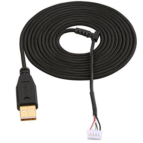  Mugast 2.2m / 7.22ft USB Gaming Mouse Cable Replacement for Razer Naga 2014 Mouse, Material, Black