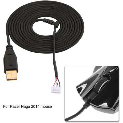  Mugast 2.2m / 7.22ft USB Gaming Mouse Cable Replacement for Razer Naga 2014 Mouse, Material, Black
