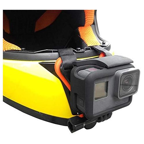  Mugast Motorcycle Helmet Chin Mount, Helmet Mount Action Camera Holder for GOPRO for SJCAM for XiaoYi and Other Action Cameras(Orange)