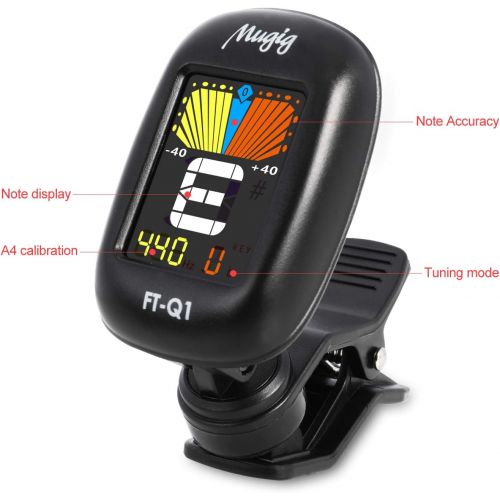  [아마존베스트]Mugig Clip-On Tuner, for Guitar, Bass, Violin, Ukulele, Chromatic Instruments