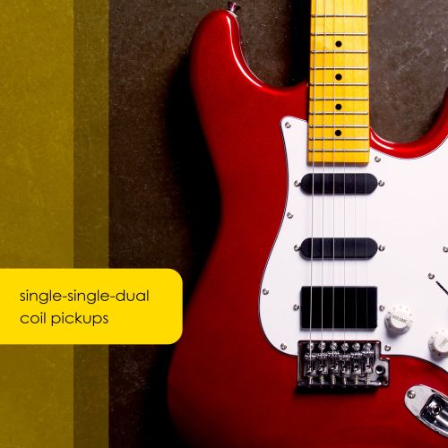  Mugig Electric Guitar 39 Inches, with Two Single-coil and One Humbucker Pickups, Glossy Surface Paint and Comfortable Feel. Electric Guitar Full Size, Poplar Body and Maple Fingerb