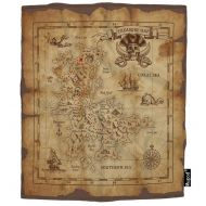 Mugod Map Blanket Pirate Treasure Map Ruined Old Parchment Island Skull Fuzzy Soft Cozy Warm Flannel Throw Blankets Decorative for Adults Kids Women Men Girls Boys 60x80 Inch