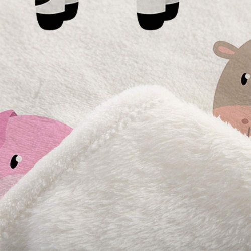  Mugod Farm Animals and Barn Blanket Goat Lamb Chick Horse Cow Donkey Duck Rabbit Pig Fuzzy Soft Cozy Warm Flannel Throw Blankets Decorative for Adults Kids Women Men Girls Boys 60X