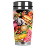 Mugzie MAX - 20-Ounce Stainless Steel Travel Mug with Insulated Wetsuit Cover - Barbeque