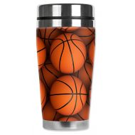 Mugzie MAX - 20-Ounce Stainless Steel Travel Mug with Insulated Wetsuit Cover - Basketballs