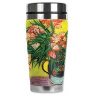 Mugzie MAX - 20-Ounce Stainless Steel Travel Mug with Insulated Wetsuit Cover - Van Gogh: Oleanders