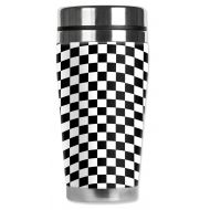 Mugzie 503-MAXCheckered Flag Stainless Steel Travel Mug with Insulated Wetsuit Cover, 20 oz, Black