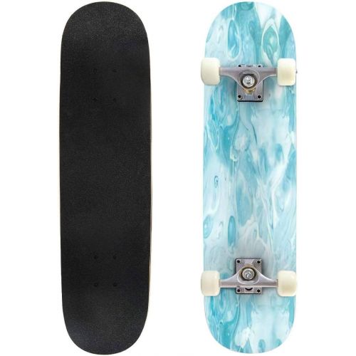  Mulluspa Classic Concave Skateboard Abstract Indigo tie Dyed and Acid Washed Fabric Textured Background Longboard Maple Deck Extreme Sports and Outdoors Double Kick Trick for Beginners and