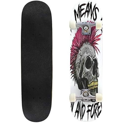  Mulluspa Classic Concave Skateboard Vector Illustration Praying Skeleton Hands Longboard Maple Deck Extreme Sports and Outdoors Double Kick Trick for Beginners and Professionals