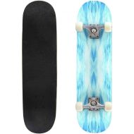 Mulluspa Classic Concave Skateboard Blue, Light Green, Wavy Stripes are Randomly Located on The Azure Longboard Maple Deck Extreme Sports and Outdoors Double Kick Trick for Beginners and Pr