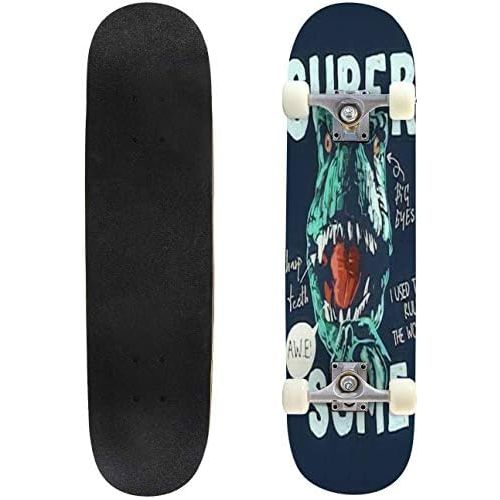  Mulluspa Classic Concave Skateboard Halloween Colorful Bone Font Longboard Maple Deck Extreme Sports and Outdoors Double Kick Trick for Beginners and Professionals