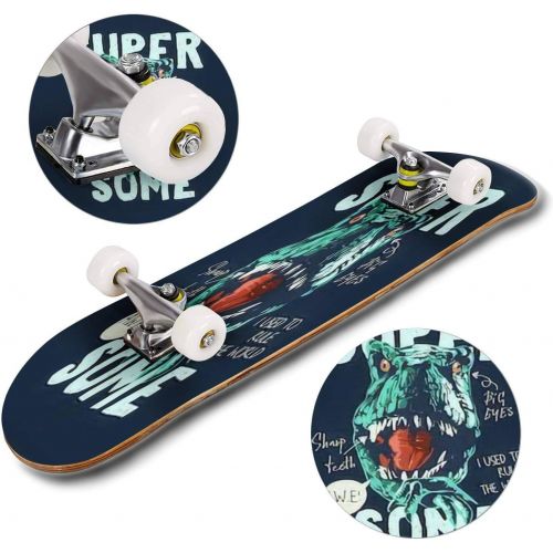  Mulluspa Classic Concave Skateboard Halloween Colorful Bone Font Longboard Maple Deck Extreme Sports and Outdoors Double Kick Trick for Beginners and Professionals