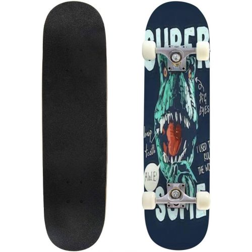  Mulluspa Classic Concave Skateboard Halloween Colorful Bone Font Longboard Maple Deck Extreme Sports and Outdoors Double Kick Trick for Beginners and Professionals