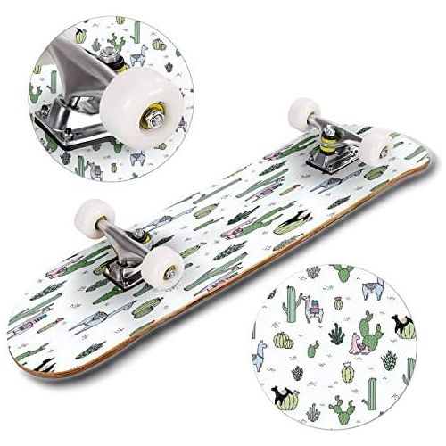  Mulluspa Classic Concave Skateboard Moon Lotus Flower Longboard Maple Deck Extreme Sports and Outdoors Double Kick Trick for Beginners and Professionals