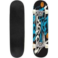 Mulluspa Classic Concave Skateboard Cool Street Basketball Typography Vector Design Longboard Maple Deck Extreme Sports and Outdoors Double Kick Trick for Beginners and Professionals