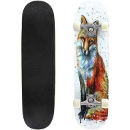 Mulluspa Classic Concave Skateboard The Raven and The Fox Longboard Maple Deck Extreme Sports and Outdoors Double Kick Trick for Beginners and Professionals