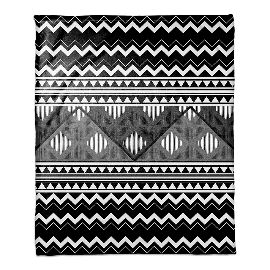  Multi Trend Boho Tribal Throw Blanket in WhiteBlack