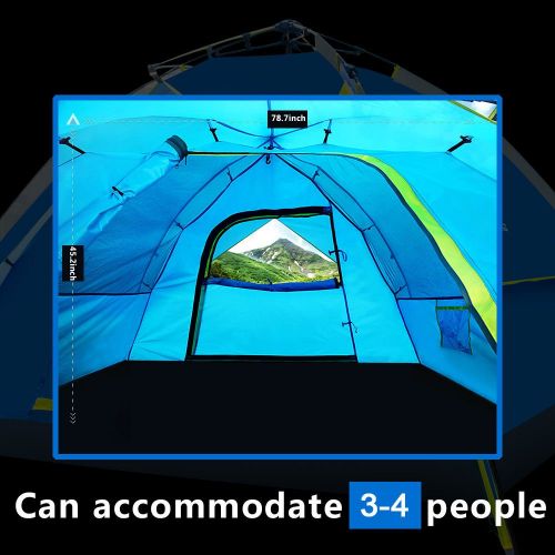  Multi Marketworldcup 3-4 Person Double layer Waterproof Family Camping Hiking Instant Tent US FAST BL