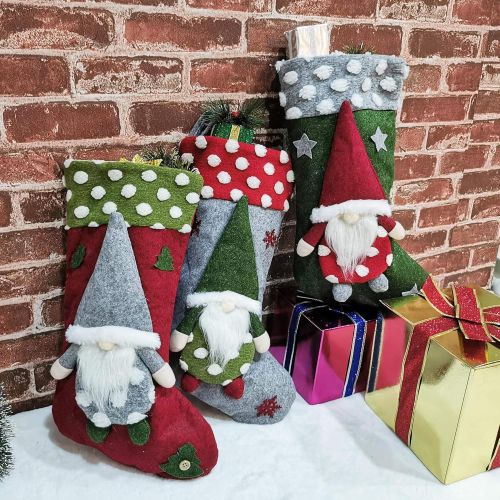  MultiOutools 3Pcs Christmas Stockings 18.5 Inches Large Xmas Stocking Set of Santa, Christmas Hanging Stocking Socks for Family Holidays, Xmas Party, Christmas Tree Fireplace, for