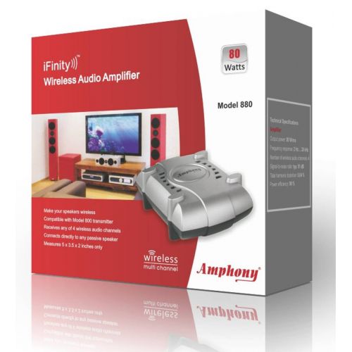  Amphony Multichannel Wireless Audio ReceiverAmplifier for making Passive Speakers Wireless - Model 880, Compatible with Model 800 Multi-Channel Transmitter, Better-than Bluetooth Digital