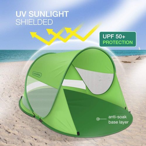  multifun UPF 50+ Easy Pop Up Beach Tent, Large 3-4 Person Sun Shelter, Windproof Waterproof Family Beach Shade, Portable Shark Beach Tent, Instant Sunshade Cabana Canopy with Carry