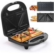 [아마존베스트]Sandwich Maker, Waffle Iron, Multifun 2-in-1 Waffle, Omelet and Turnover Maker with Non-stick Detachable Plates, LED Indicator Lights, Cool Touch Handle, Anti-Skid Feet, Easy to Cl