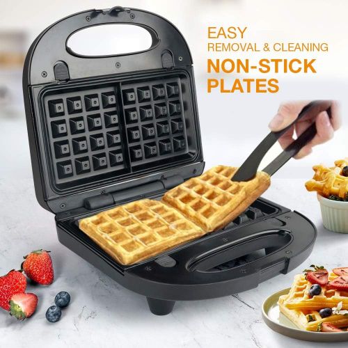  [아마존베스트]Sandwich Maker, Waffle Iron, Multifun 2-in-1 Waffle, Omelet and Turnover Maker with Non-stick Detachable Plates, LED Indicator Lights, Cool Touch Handle, Anti-Skid Feet, Easy to Cl