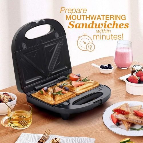  [아마존베스트]Sandwich Maker, Waffle Iron, Multifun 2-in-1 Waffle, Omelet and Turnover Maker with Non-stick Detachable Plates, LED Indicator Lights, Cool Touch Handle, Anti-Skid Feet, Easy to Cl