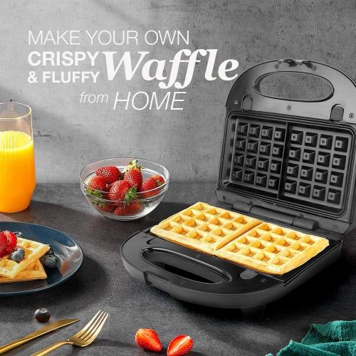  [아마존베스트]Sandwich Maker, Waffle Iron, Multifun 2-in-1 Waffle, Omelet and Turnover Maker with Non-stick Detachable Plates, LED Indicator Lights, Cool Touch Handle, Anti-Skid Feet, Easy to Cl