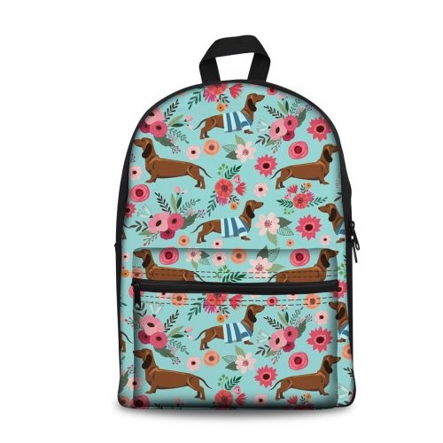  Mumeson Brown Dachshund Clip Art Print Women School Backpacks Travel Bag Kids Book-bags